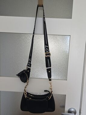 Black Multi Pochette Crossbody Shoulder Bag